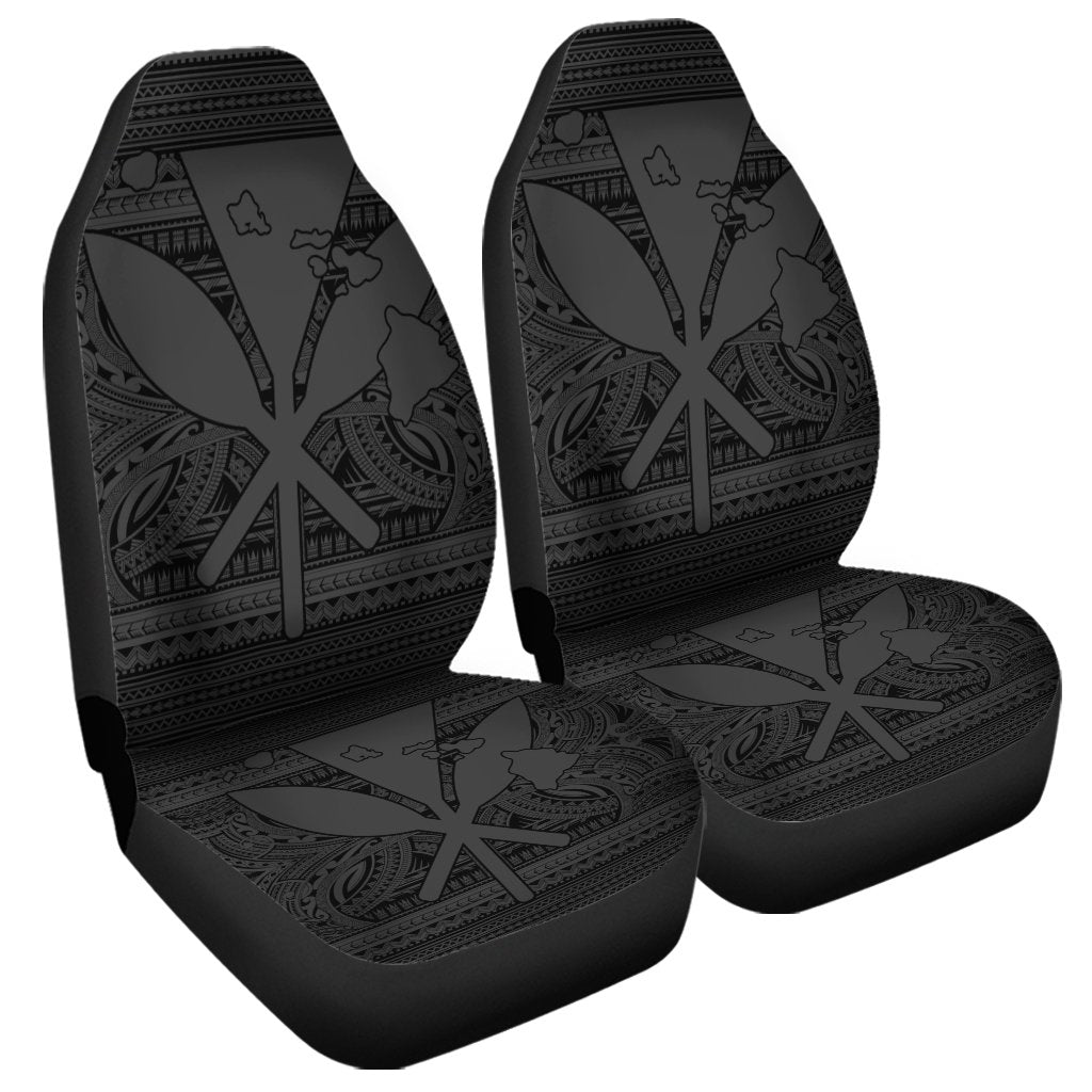 Hawaiian Kanaka Polynesian Tribal Car Seat Covers Reggae Color Gray AH Universal Fit Black - Polynesian Pride
