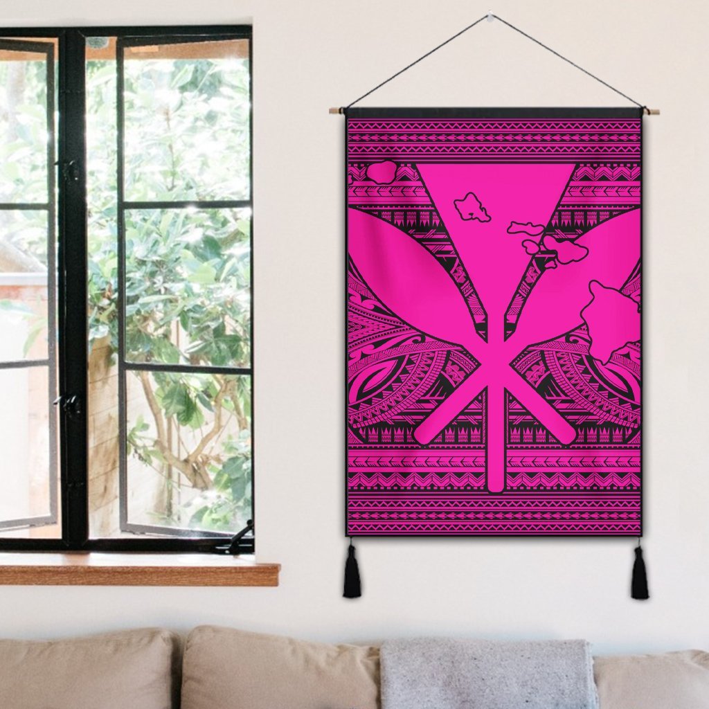 Hawaiian Kanaka Polynesian Tribal Hanging Poster Reggae Color Pink AH - Polynesian Pride
