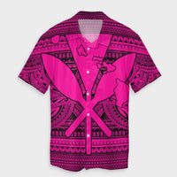 Hawaiian Kanaka Polynesian Tribal Hawaiian Shirt Reggae Color Pink AH Unisex Black - Polynesian Pride