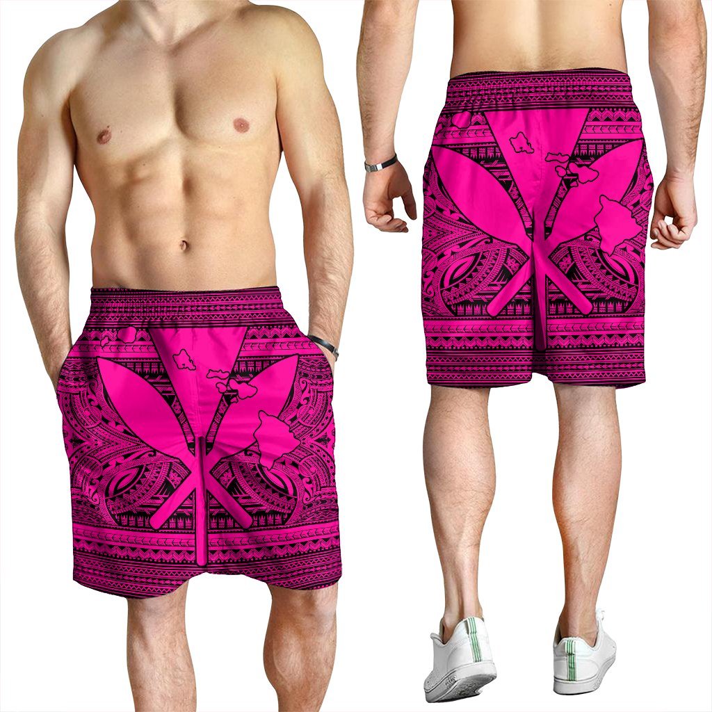 Hawaiian Kanaka Polynesian Tribal Men's Shorts Reggae Color Pink AH - Polynesian Pride