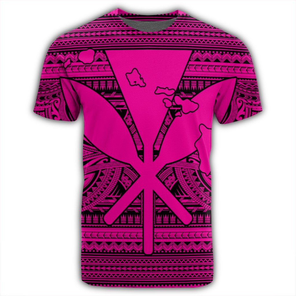 Hawaiian Kanaka Polynesian Tribal T Shirt Reggae Color Pink - Polynesian Pride