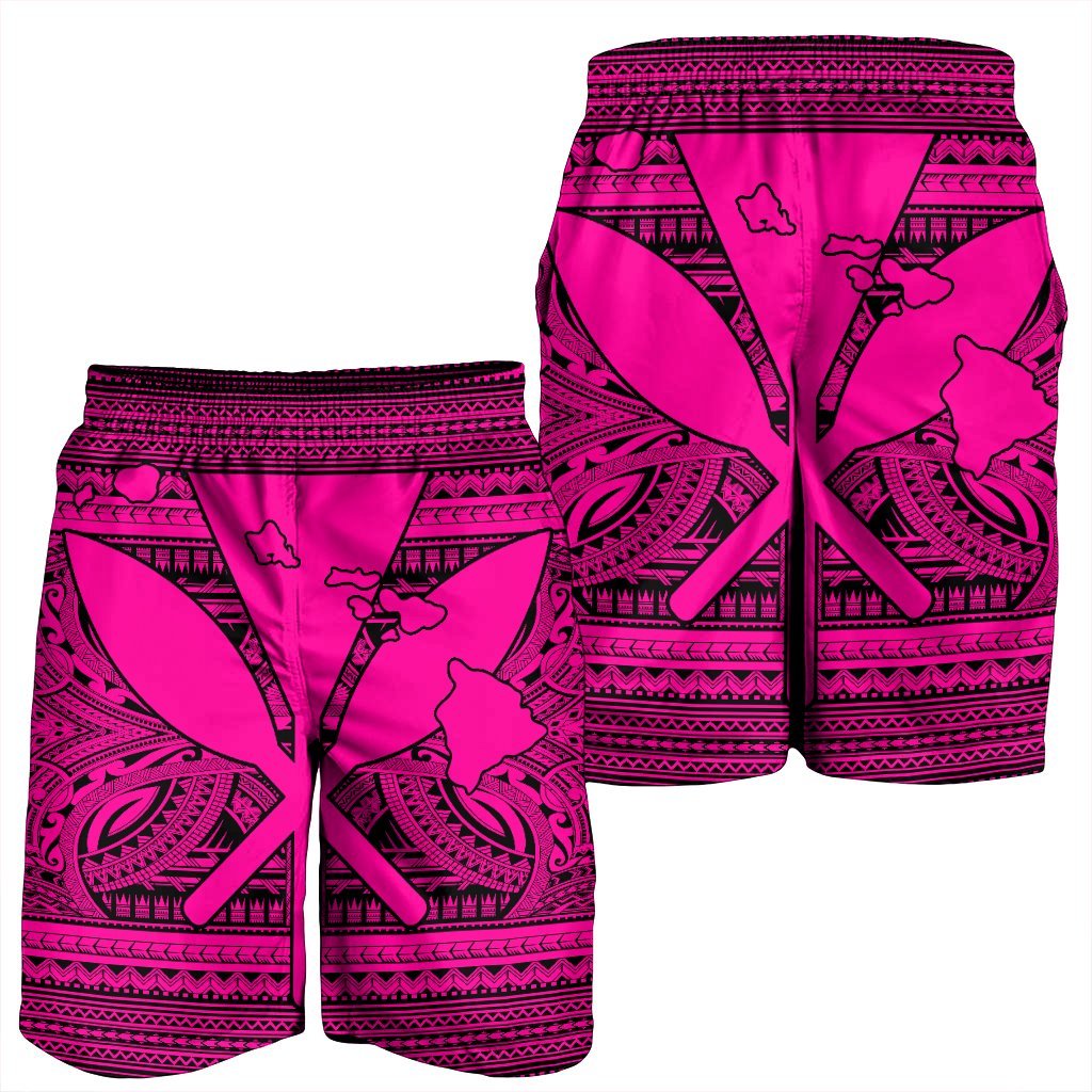Hawaiian Kanaka Polynesian Tribal Men's Shorts Reggae Color Pink AH - Polynesian Pride