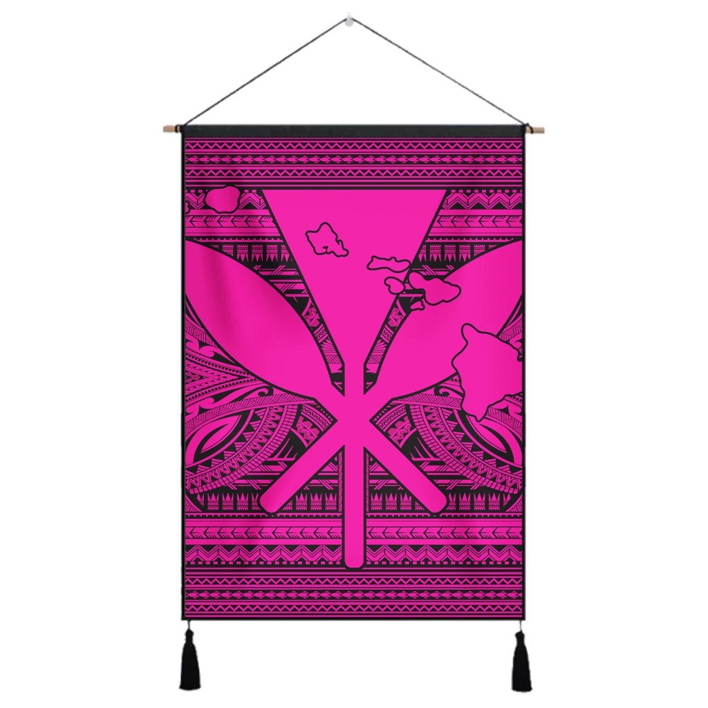 Hawaiian Kanaka Polynesian Tribal Hanging Poster Reggae Color Pink AH Hanging Poster Cotton And Linen - Polynesian Pride