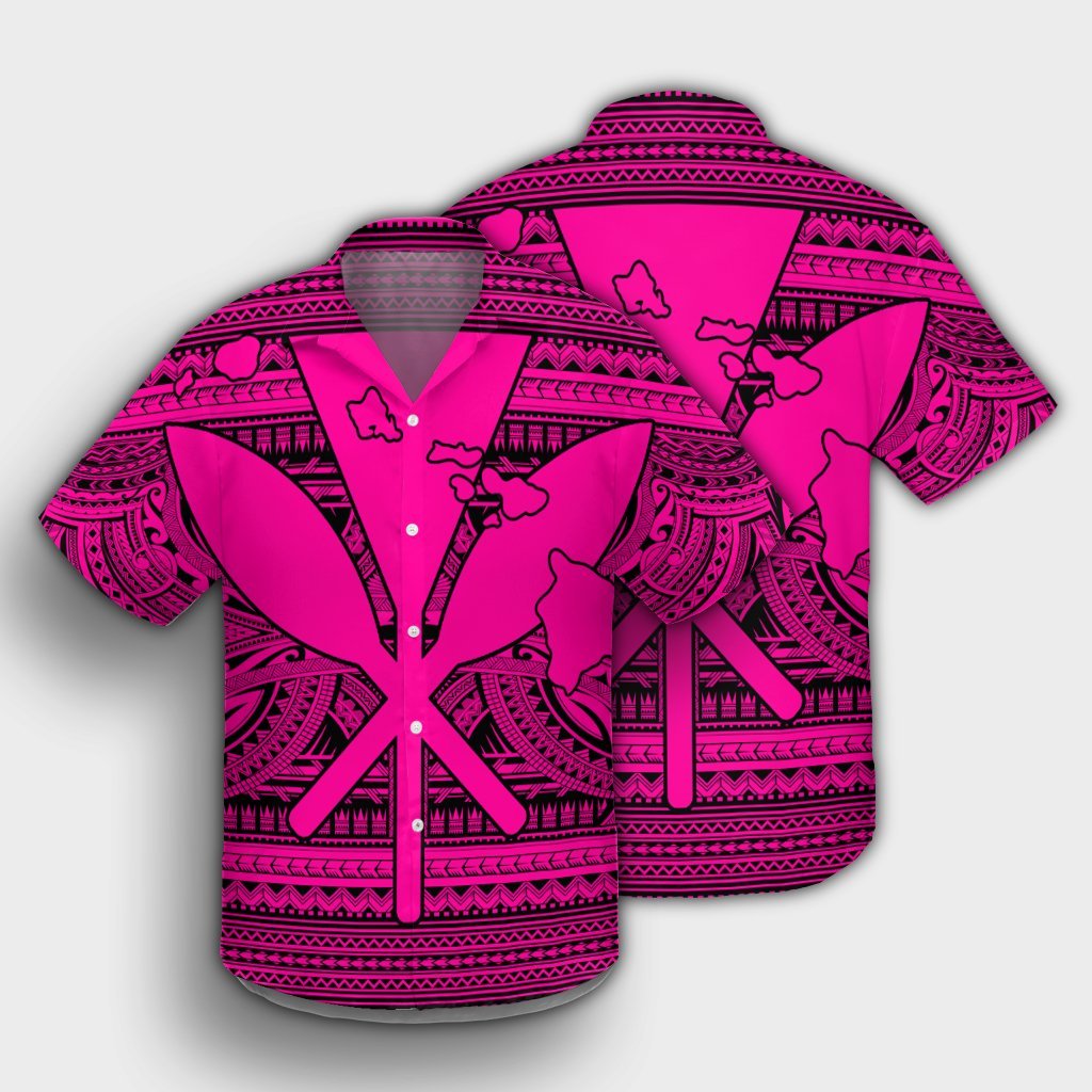Hawaiian Kanaka Polynesian Tribal Hawaiian Shirt Reggae Color Pink AH - Polynesian Pride