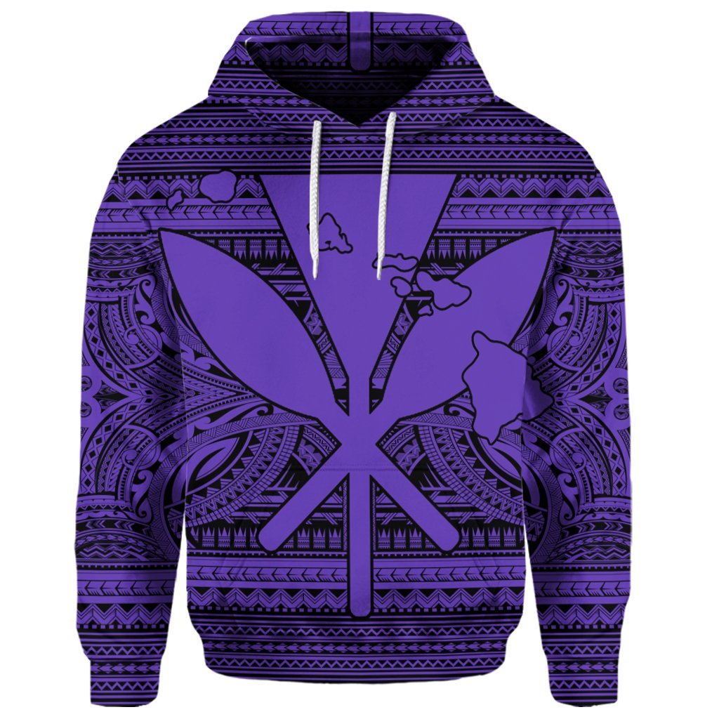 Custom Hawaiian Kanaka Polynesian Hoodie Tribal Reggae Color Purple - Polynesian Pride