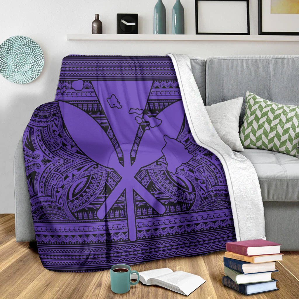 Hawaiian Kanaka Polynesian Tribal Premium Blankets Reggae Color Purple AH - Polynesian Pride