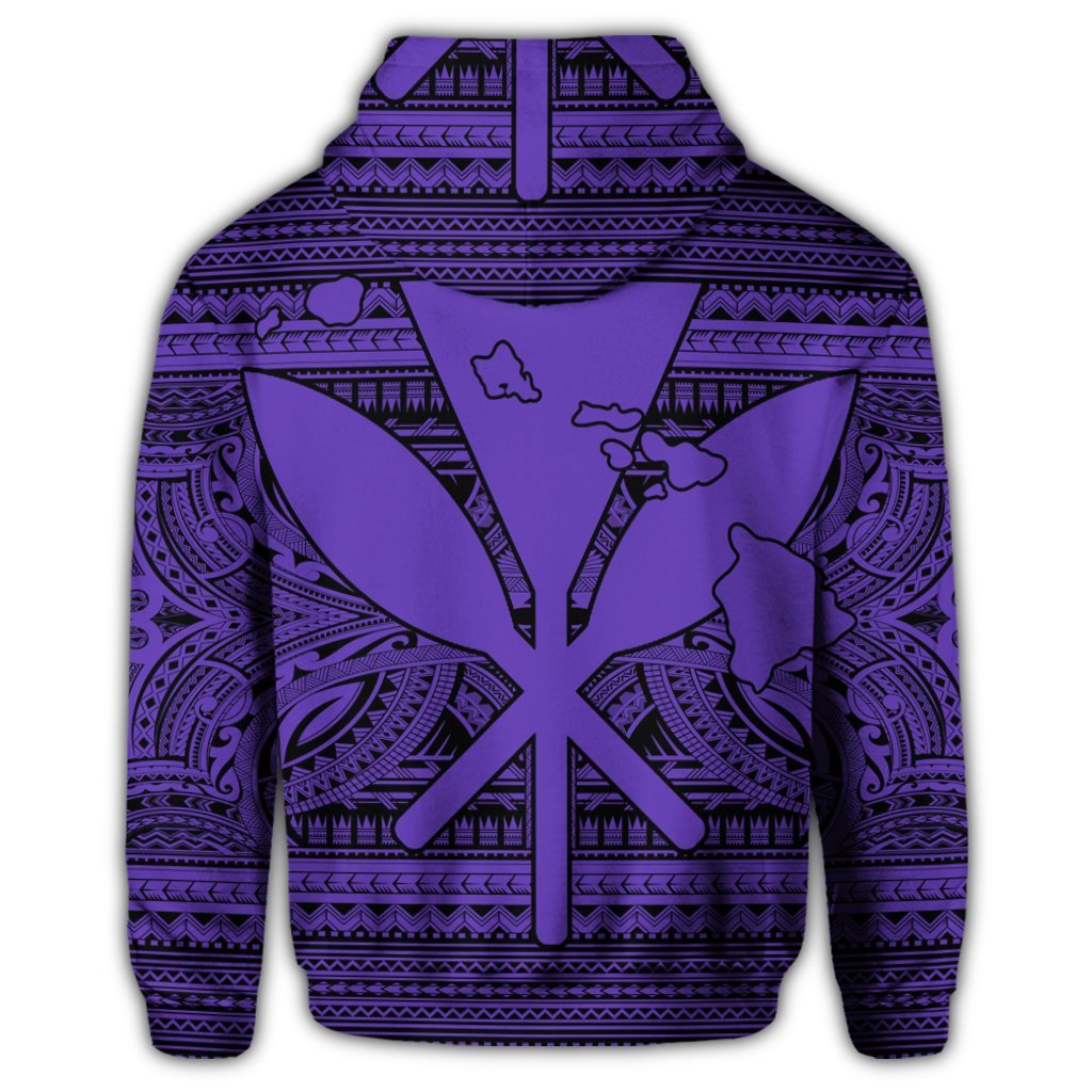 Hawaiian Kanaka Polynesian Tribal Zip Hoodie Reggae Color Purple - Polynesian Pride