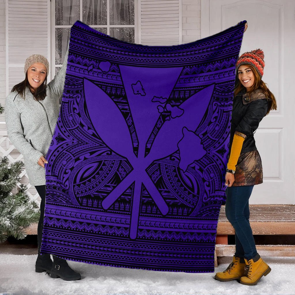 Hawaiian Kanaka Polynesian Tribal Premium Blankets Reggae Color Purple AH - Polynesian Pride
