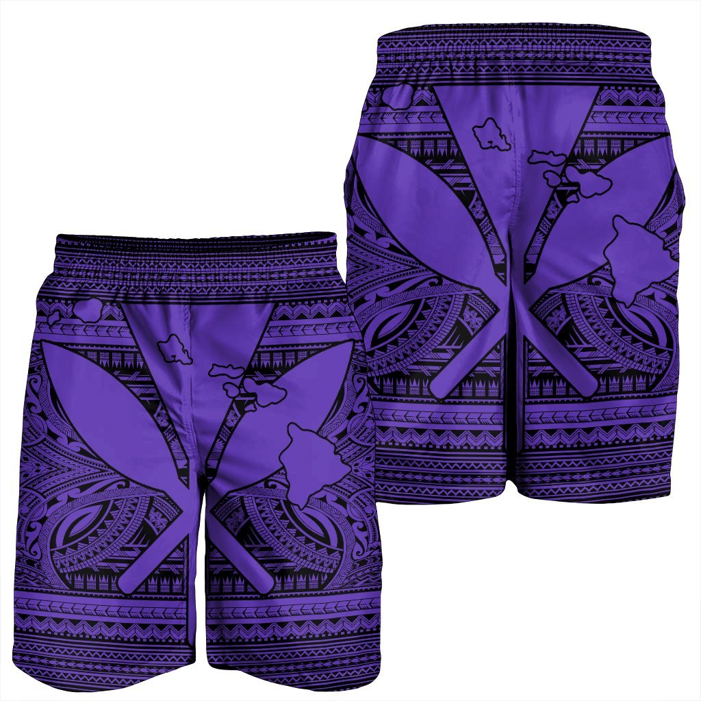 Hawaiian Kanaka Polynesian Tribal Men's Shorts Reggae Color Purple AH - Polynesian Pride