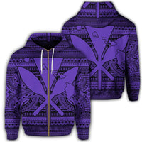 Hawaiian Kanaka Polynesian Tribal Zip Hoodie Reggae Color Purple Unisex Art - Polynesian Pride
