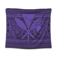Hawaiian Kanaka Polynesian Tribal Tapestry Reggae Color Purple AH Wall Tapestry Black - Polynesian Pride