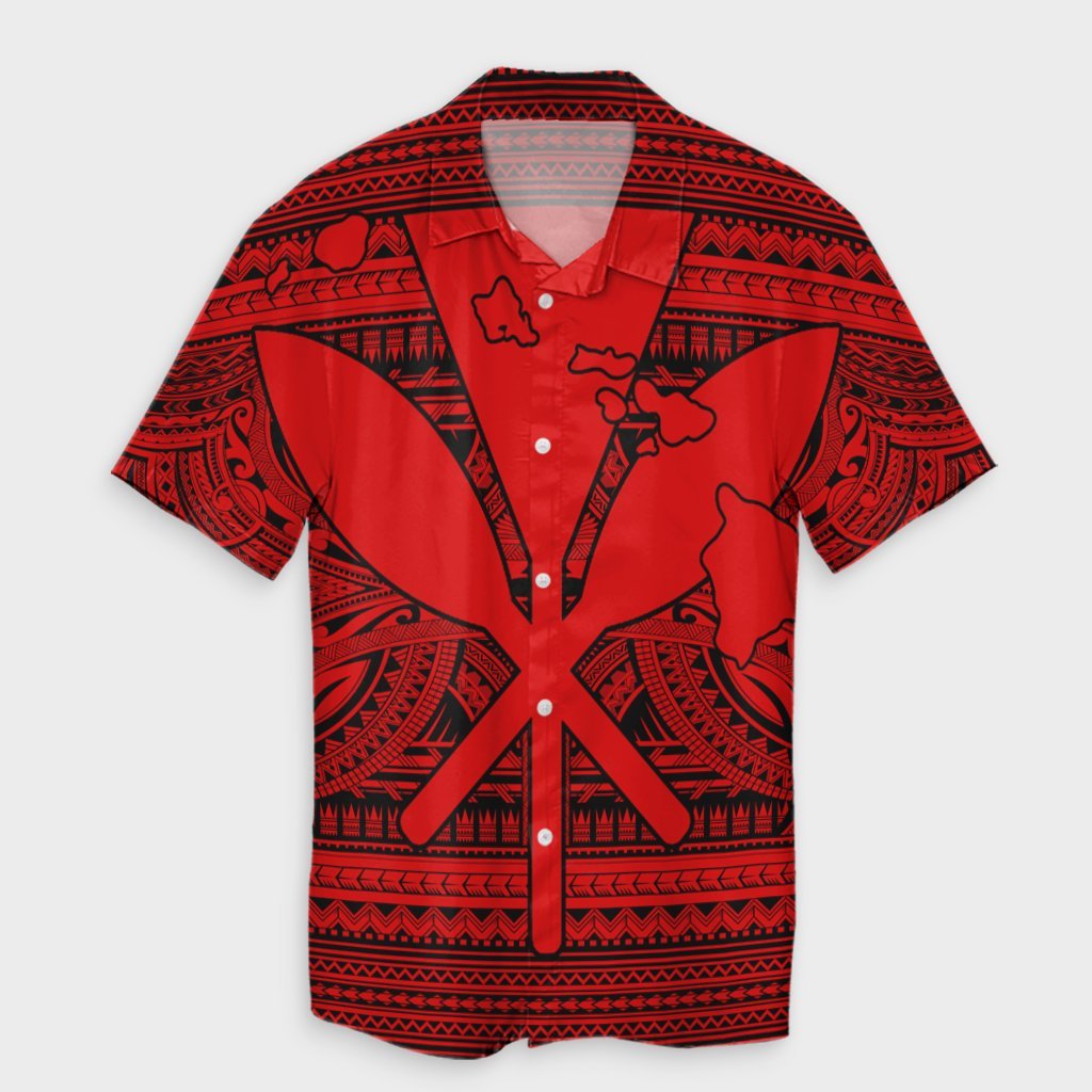 Hawaiian Kanaka Polynesian Tribal Hawaiian Shirt Reggae Color Red AH Unisex Black - Polynesian Pride