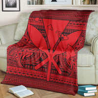 Hawaiian Kanaka Polynesian Tribal Premium Blankets Reggae Color Red AH - Polynesian Pride