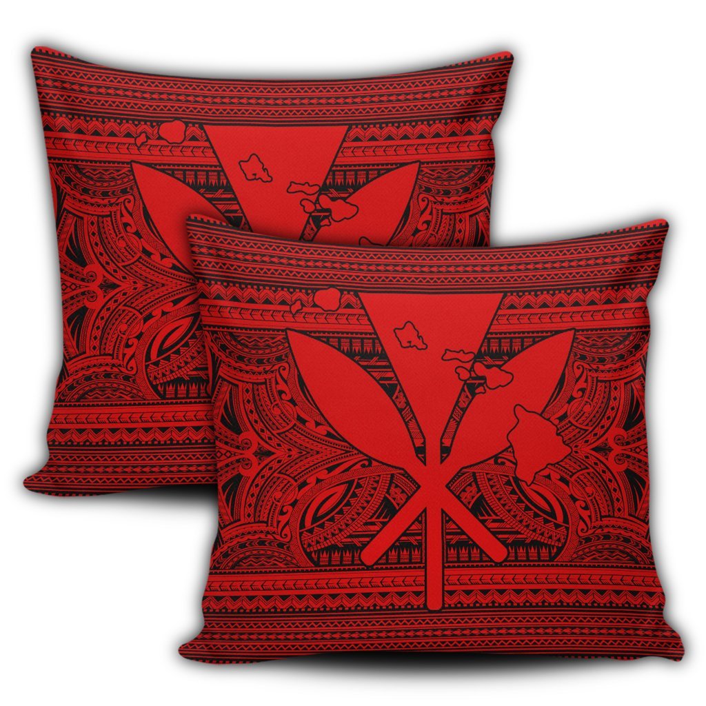 Hawaiian Kanaka Polynesian Tribal Pillow Covers Reggae Color Red AH - Polynesian Pride