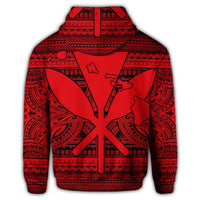 Hawaiian Kanaka Polynesian Tribal Zip Hoodie Reggae Color Red - Polynesian Pride