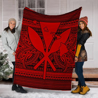 Hawaiian Kanaka Polynesian Tribal Premium Blankets Reggae Color Red AH - Polynesian Pride