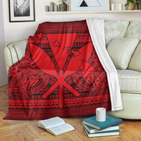 Hawaiian Kanaka Polynesian Tribal Premium Blankets Reggae Color Red AH White - Polynesian Pride