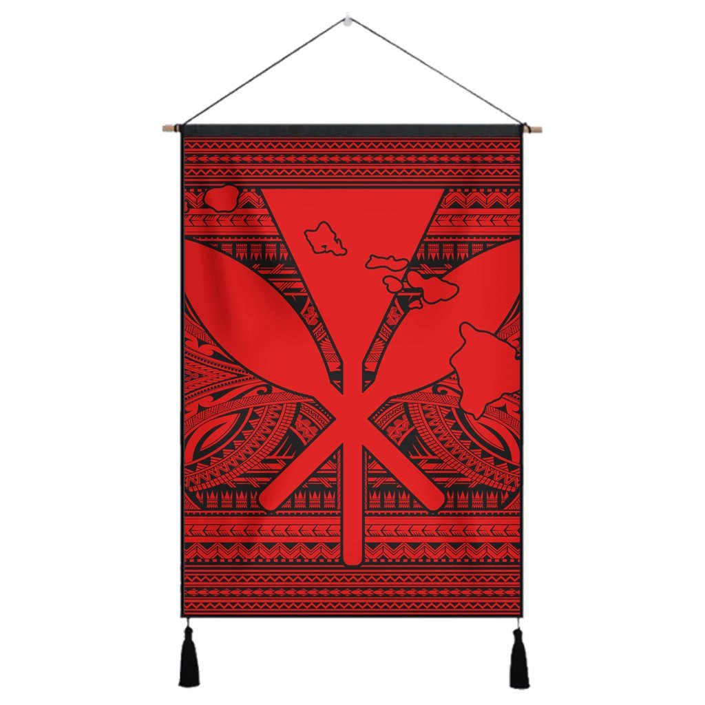 Hawaiian Kanaka Polynesian Tribal Hanging Poster Reggae Color Red AH Hanging Poster Cotton And Linen - Polynesian Pride