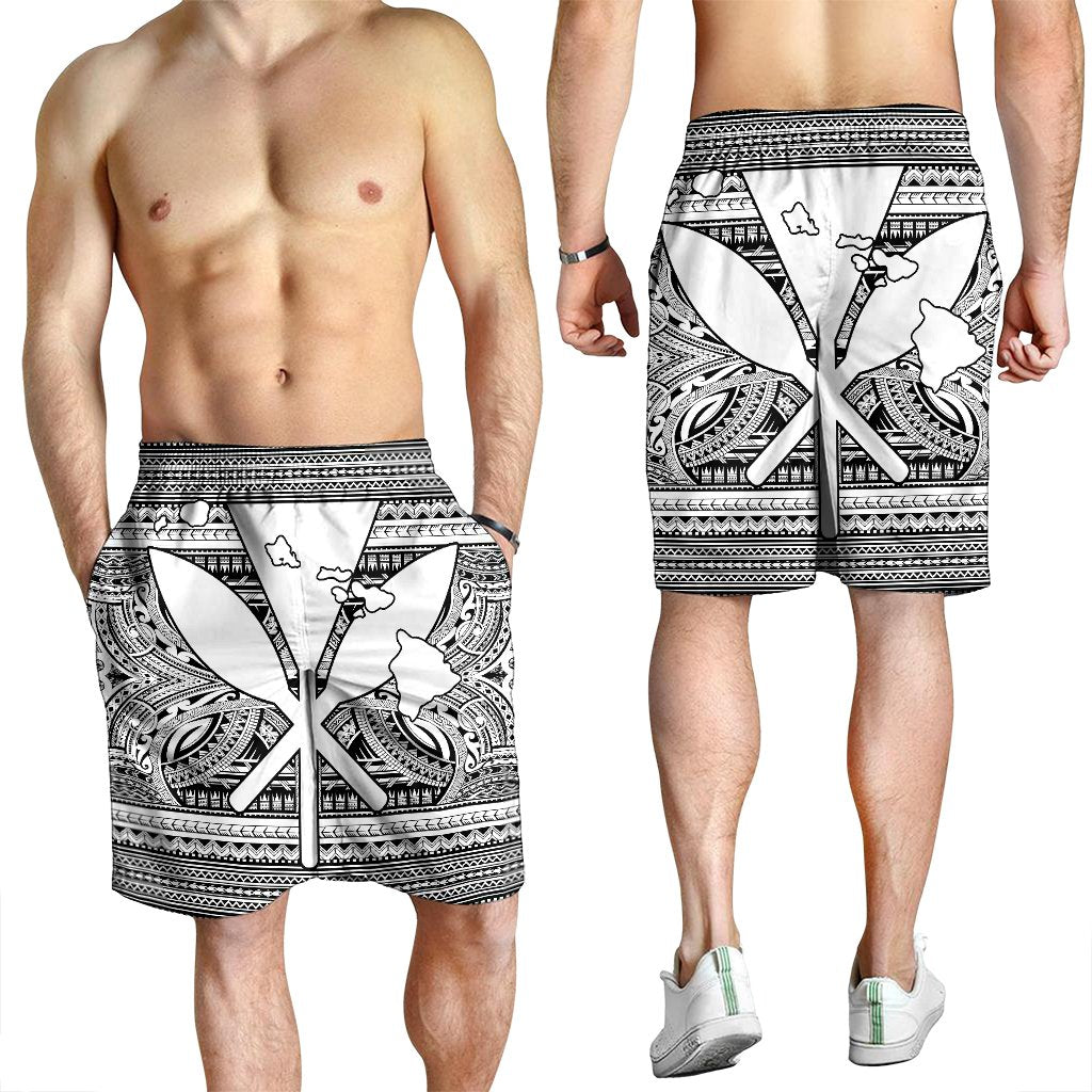 Hawaiian Kanaka Polynesian Tribal Men's Shorts Reggae Color White AH - Polynesian Pride