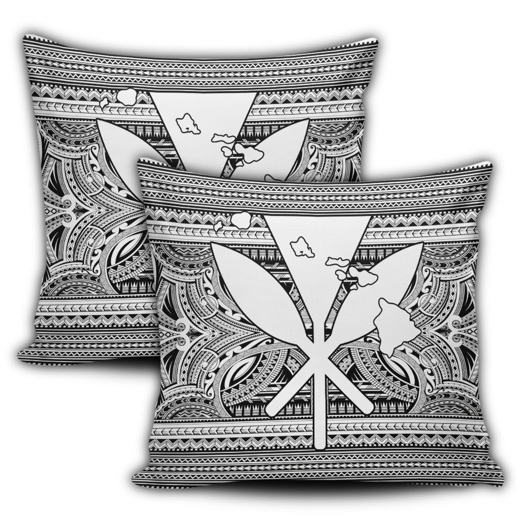 Hawaiian Kanaka Polynesian Tribal Pillow Covers Reggae Color White AH - Polynesian Pride