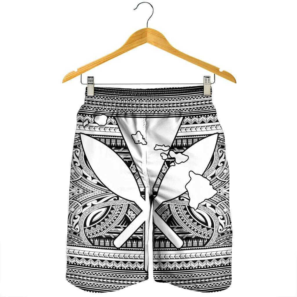 Hawaiian Kanaka Polynesian Tribal Men's Shorts Reggae Color White AH - Polynesian Pride