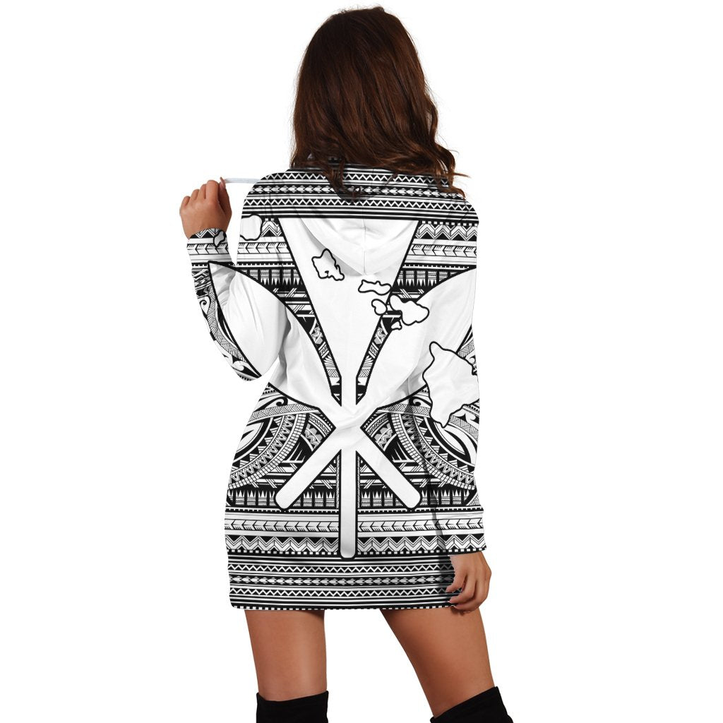 Hawaiian Kanaka Polynesian Tribal Hoodie Dress Reggae Color White AH - Polynesian Pride