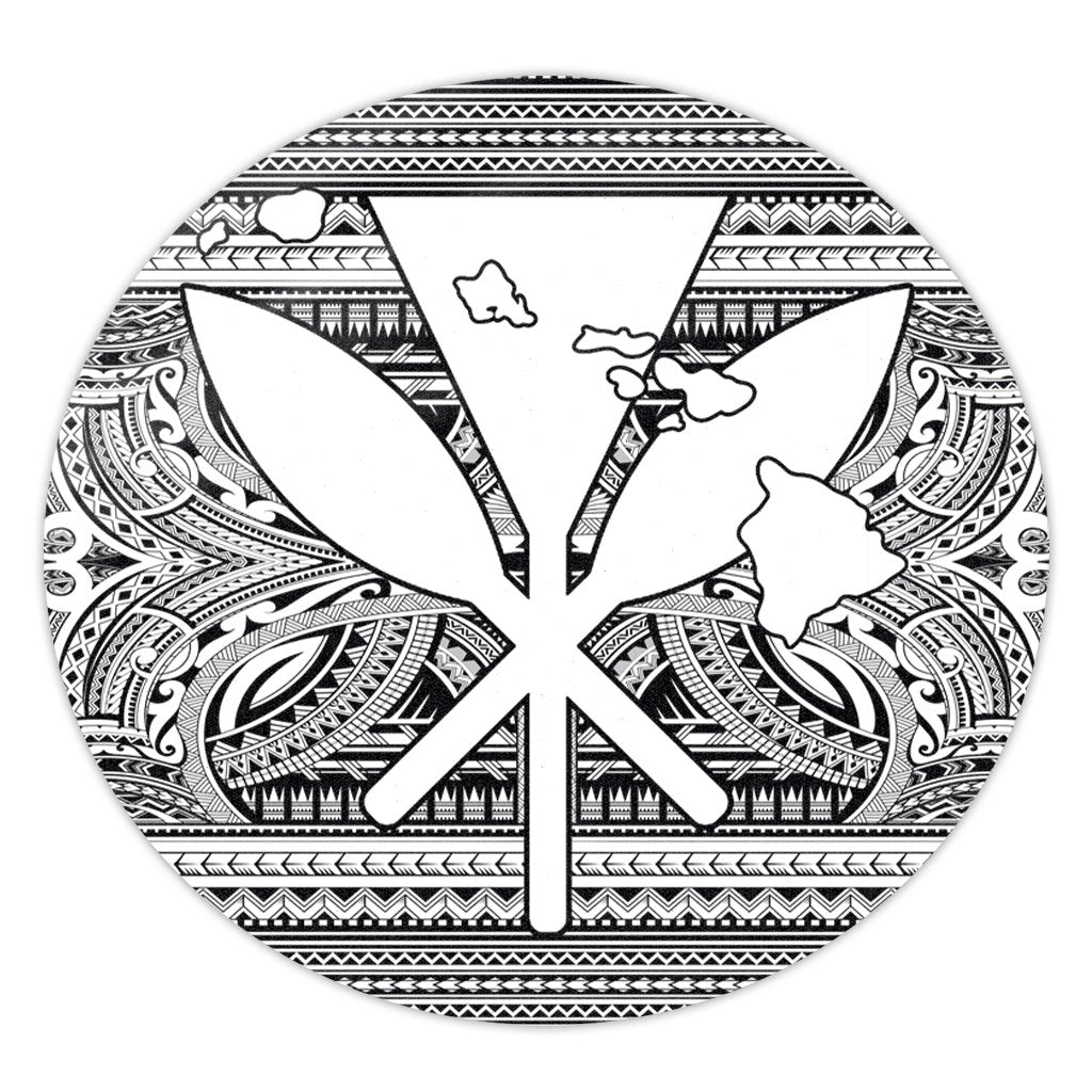 Hawaiian Kanaka Polynesian Tribal Round Carpet Reggae Color White AH Round Carpet Luxurious Plush - Polynesian Pride