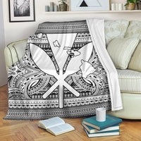 Hawaiian Kanaka Polynesian Tribal Premium Blankets Reggae Color White AH White - Polynesian Pride