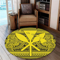 Hawaiian Kanaka Polynesian Tribal Round Carpet Reggae Color Yellow AH - Polynesian Pride