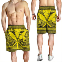 Hawaiian Kanaka Polynesian Tribal Men's Shorts Reggae Color Yellow AH - Polynesian Pride