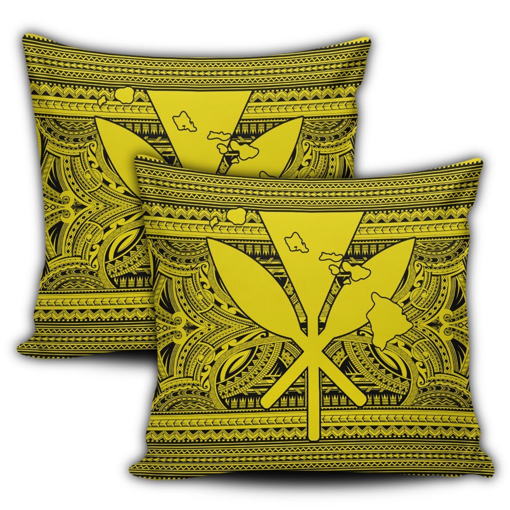 Hawaiian Kanaka Polynesian Tribal Pillow Covers Reggae Color Yellow AH - Polynesian Pride