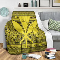 Hawaiian Kanaka Polynesian Tribal Premium Blankets Reggae Color Yellow AH - Polynesian Pride