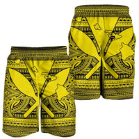 Hawaiian Kanaka Polynesian Tribal Men's Shorts Reggae Color Yellow AH - Polynesian Pride