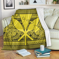 Hawaiian Kanaka Polynesian Tribal Premium Blankets Reggae Color Yellow AH White - Polynesian Pride