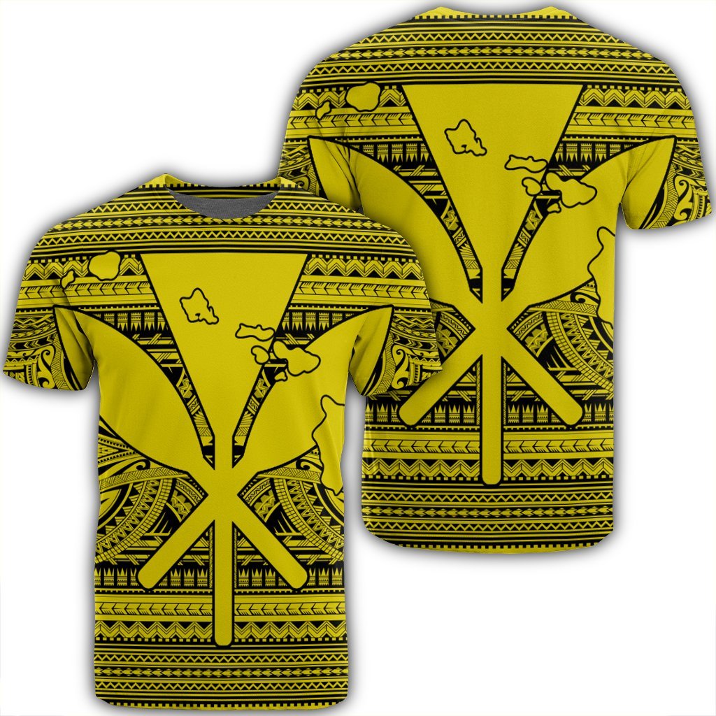 Hawaiian Kanaka Polynesian Tribal T Shirt Reggae Color Yellow Unisex Black - Polynesian Pride