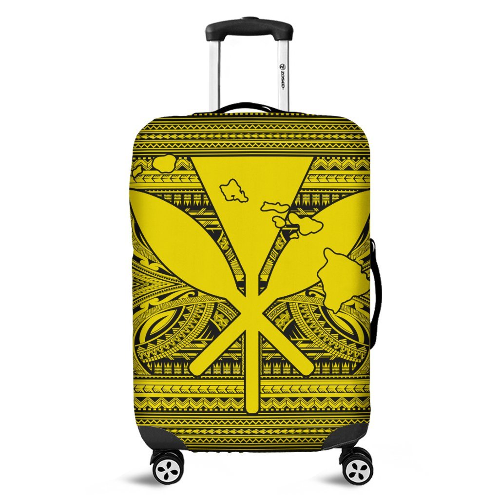 Hawaiian Kanaka Polynesian Tribal Luggage Covers Reggae Color Yellow AH Black - Polynesian Pride