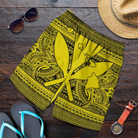Hawaiian Kanaka Polynesian Tribal Men's Shorts Reggae Color Yellow AH Art - Polynesian Pride