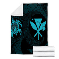 Hawaiian Kanaka Turtle Polynesian Premium Blankets Blue AH - Polynesian Pride