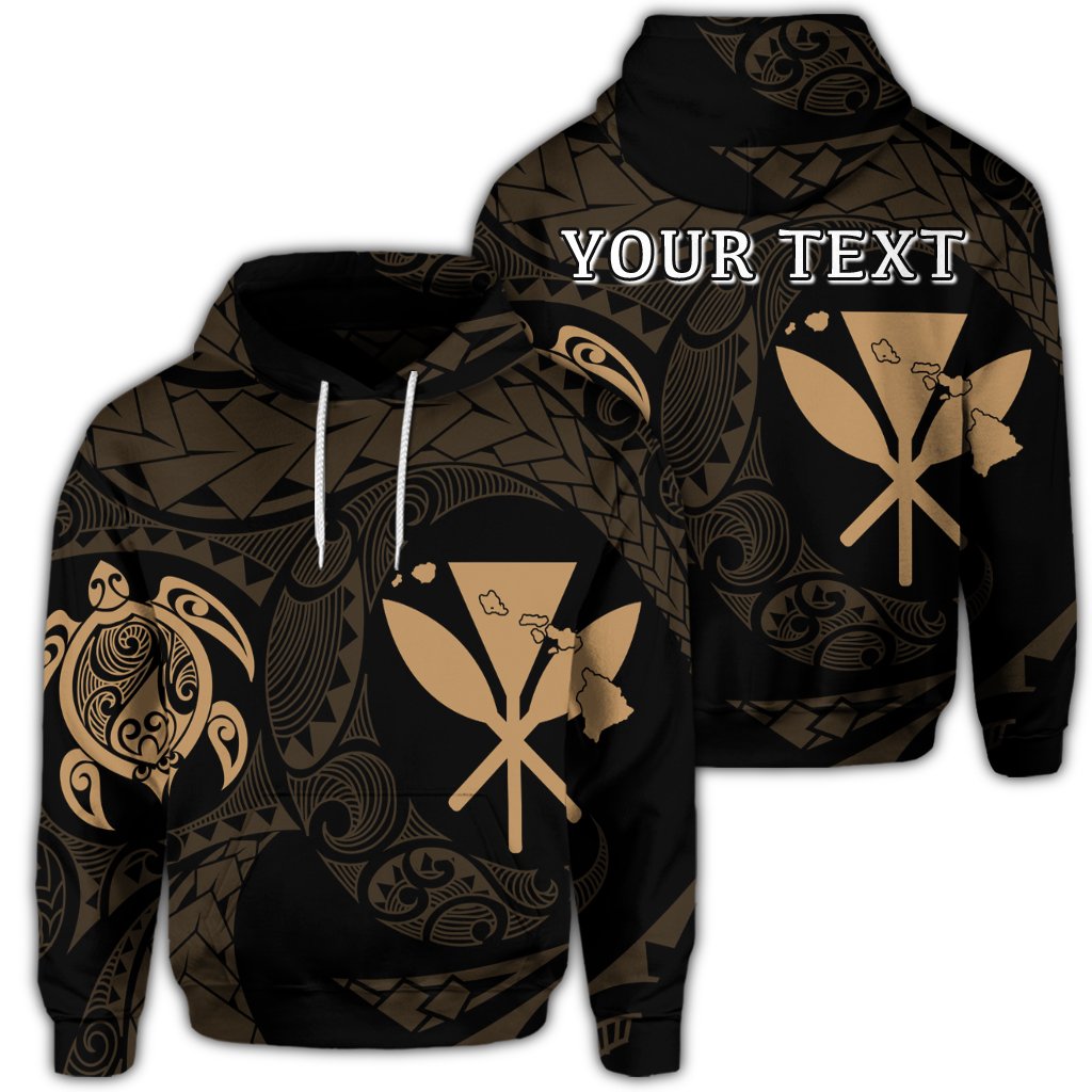 Custom Hawaiian Kanaka Turtle Polynesian Hoodie Gold Unisex Art - Polynesian Pride