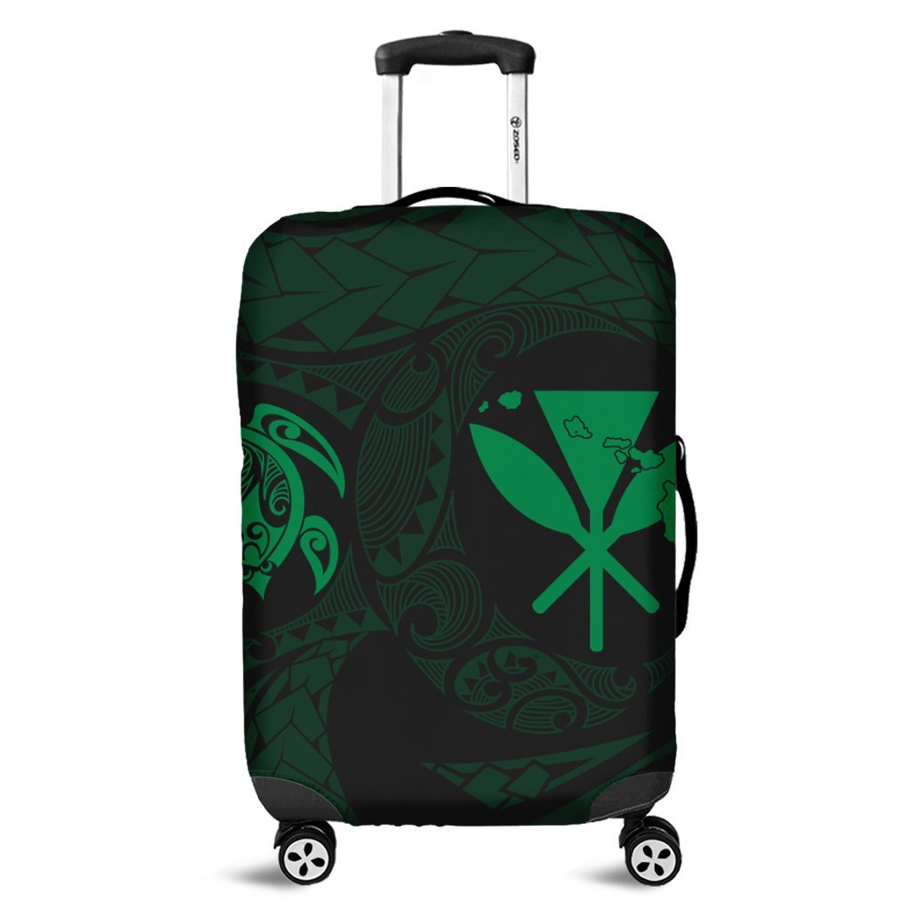 Hawaiian Kanaka Turtle Polynesian Luggage Covers Green AH Black - Polynesian Pride