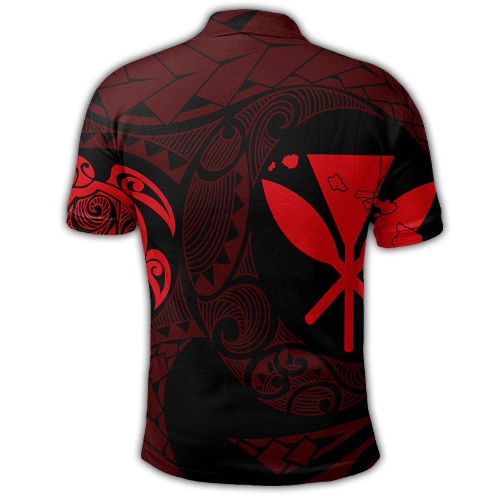 Hawaiian Kanaka Turtle Polynesian Polo Shirt Red - Polynesian Pride