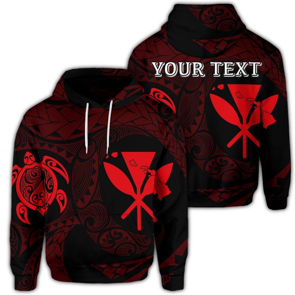 Custom Hawaiian Kanaka Turtle Polynesian Hoodie Red Unisex Art - Polynesian Pride