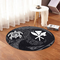 Hawaiian Kanaka Turtle Polynesian Round Carpet White AH - Polynesian Pride