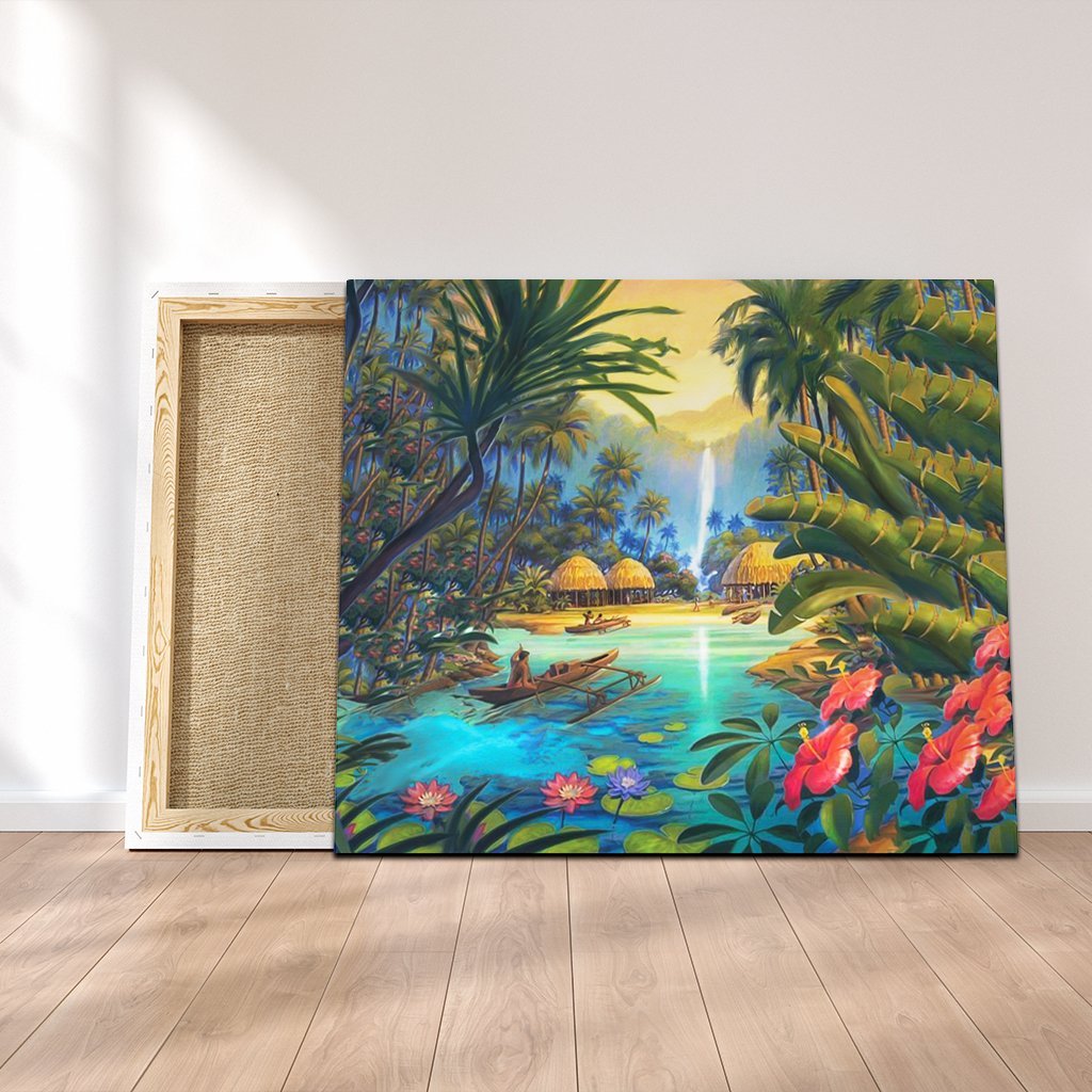Hawaiian Living In Aboriginal Village Canvas - AH Canvas Poly-cotton - Polynesian Pride