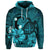 Custom Hawaiian Map Big Turtle Hibiscus Plumeria Tribal Polynesian Hoodie Turquoise - Polynesian Pride