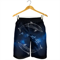 Hawaiian Map Galaxy Zodiac Dolphin White Polynesian Men's Shorts - AH - Polynesian Pride