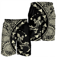 Hawaiian Map Gecko Tattoo Kakau Polynesian Men's Shorts Beige AH - Polynesian Pride