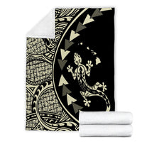 Hawaiian Map Gecko Tattoo Kakau Polynesian Premium Blankets Beige AH - Polynesian Pride