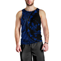 Hawaiian Map Gecko Tattoo Kakau Polynesian Tank Top Blue AH Black - Polynesian Pride