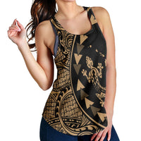 Hawaiian Map Gecko Tattoo Kakau Polynesian Racerback Tank Gold AH - Polynesian Pride